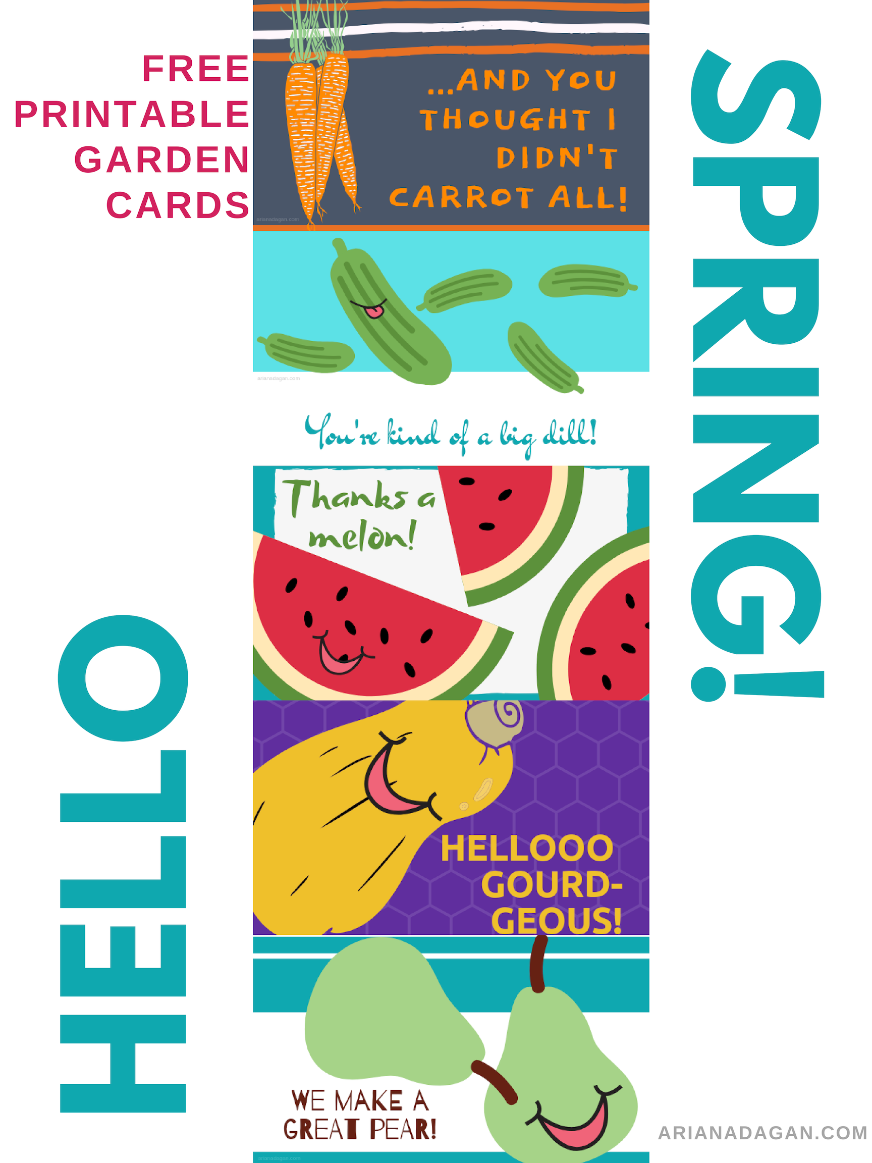 Free Printable Spring Garden Cards by Ariana Dagan