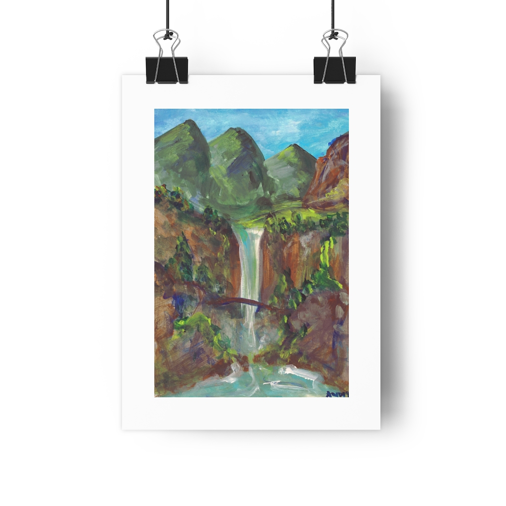“Multnomah Falls” Painting Giclée Art Print – 8″x11″