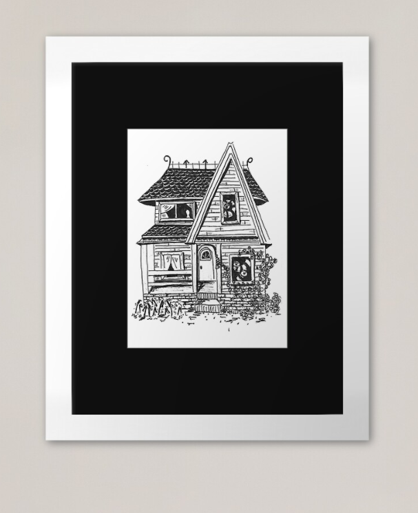 5″x7″ Gingerbread House Pen and Ink Illustration Commission