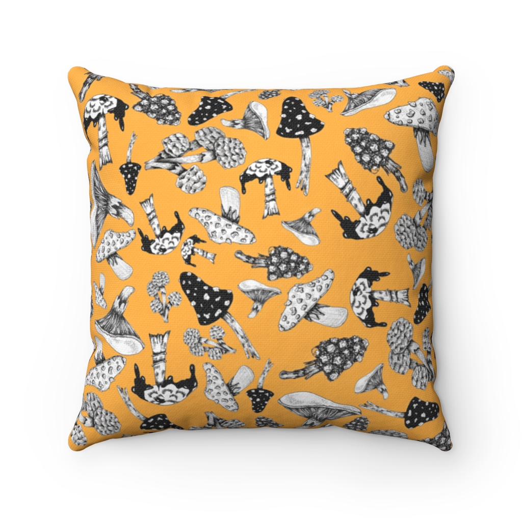 Shroom’s in Tangerine Spun Polyester Square Pillow