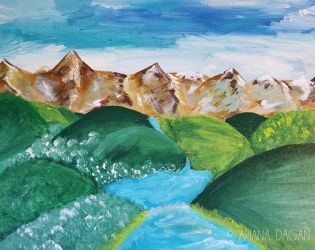 "An Alluring Mountain Stream" © Ariana Dagan 2018
11"x14" acrylic on panel | $150